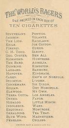 1888 Allen & Ginter World's Racers (N32) #NNO Connemara Back